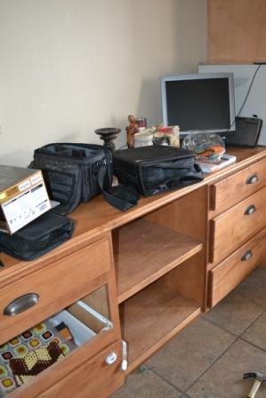 computer station desk before