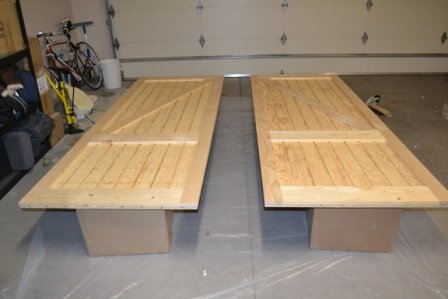 crab shack doors ready to stain