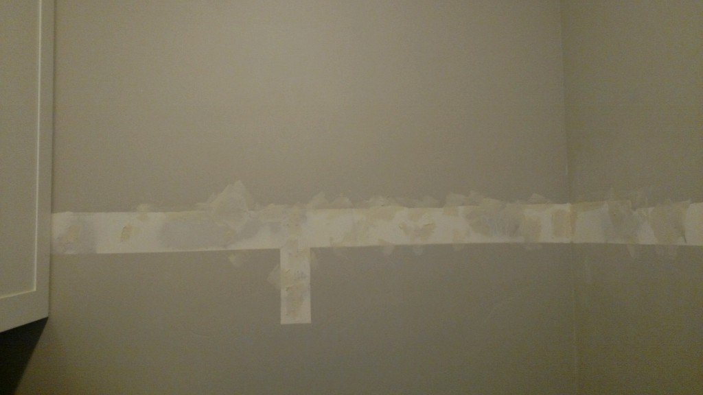 Shelf down, spackle on ready to sand and paint