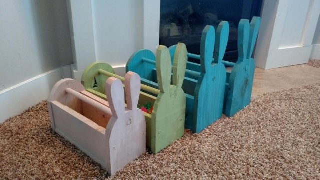 DIY wood bunny easter totes
