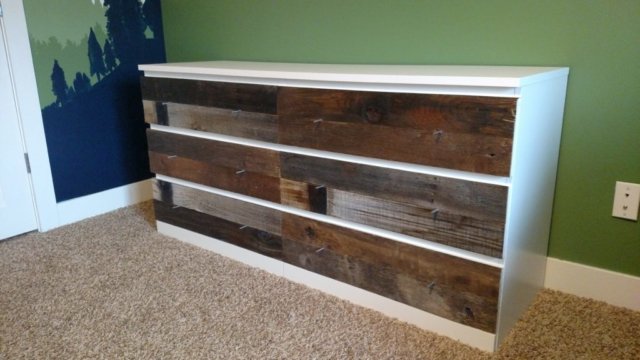 Barn wood faced dresser ikea hack Reclaimed wood