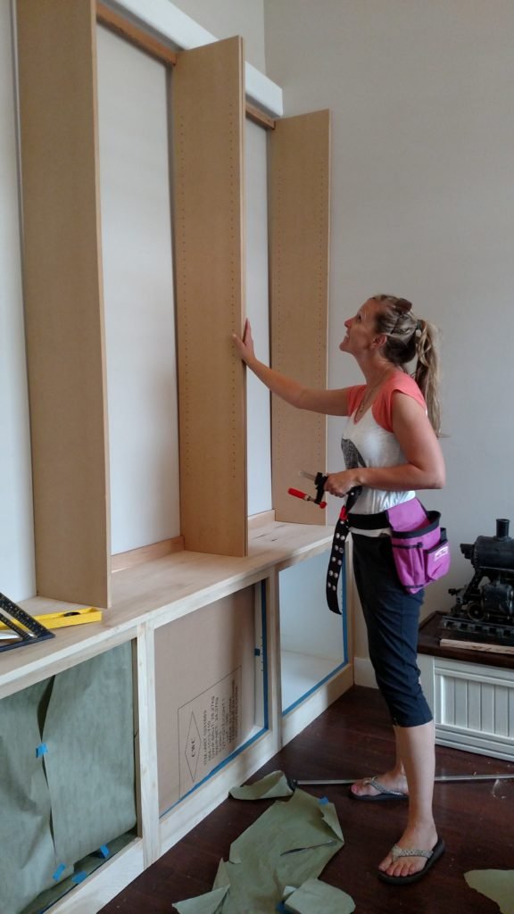 home library built in shelves assembly 2