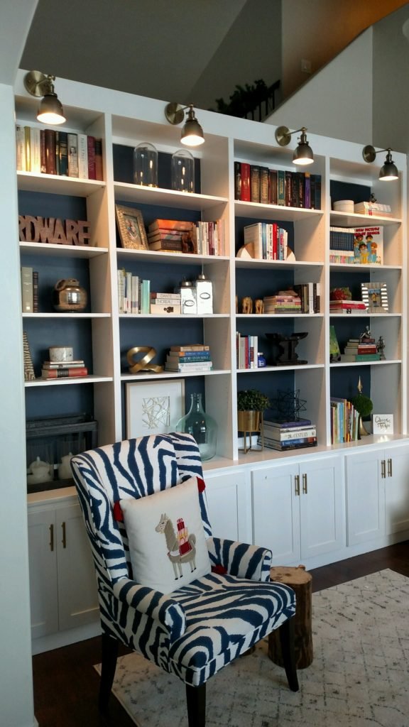 home library built in shelves after